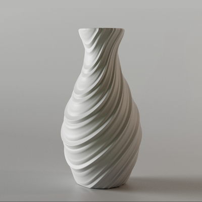 bükme nervürlü vazo ev dekor bükülmüş şık 3d print model - Mito3D