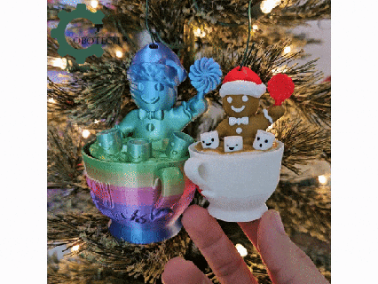 twisty gingerbread man cup ornament cobotech christmas gift birthday desk decor unique Art articulated animal toy 3d print festive model figures holiday toys fidget printed secret santa flexi gifts 3d print model - Mito3D