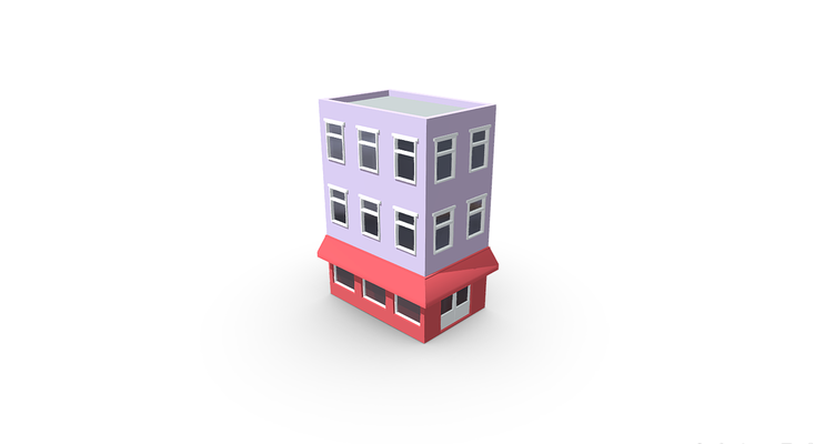 two-floor building house shop city city-assets game game-assets toy-art places city-props cityscene architecture poly home toy houses apartment showroom store 3d print model - Mito3D