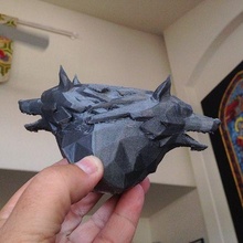 two headed Lobo fracasso arte poligonal encabeçado cabeça esculturas 3d print model - Mito3D