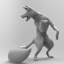 two-legged wolf art anima fox wolf dog alebrije sculpture