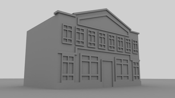 two story edificio Tienda modelo fácil impresión stl obj escuela politécnica papel dnd 3d print model - Mito3D