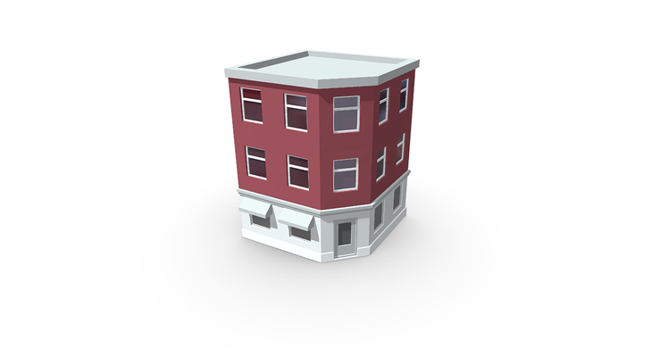 two story giro vuelta departamento edificio casa ciudad city assets juego game toy art lugares props escena arquitectura escuela politécnica hogar juguete casas floor tienda sala exposición tienda 3d print model - Mito3D