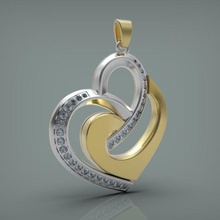 dois tons pingente de ouro 002 jóias gemas 3d print model - Mito3D