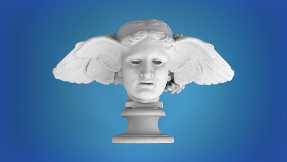 two winged hypnos grec Dieu dormir mythologie grâces Zeus ailes sculpture buste 3d print model - Mito3D
