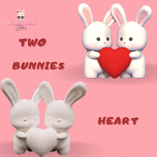 two bunnies heart 3d print model - Mito3D