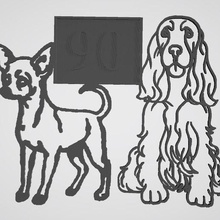 dois cães a arte adesivo 3d print model - Mito3D