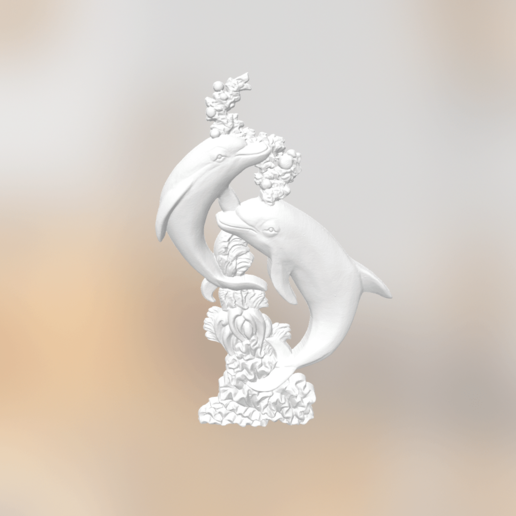 two dolphins art 3D print model - Mito3D