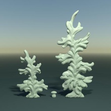 two fir trees art fir-tree pine wood mushroom forest props 3d print model - Mito3D