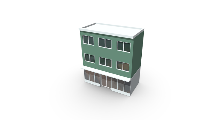 fußboden gebäude haus stadt city assets spiel game toy art setzt props stadtszene architektur poly zuhause spielzeug two floor häuser 3d print model - Mito3D