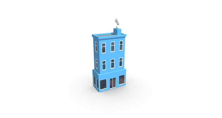 two floor building house city city-assets game game-assets toy-art places city-props cityscene architecture poly home toy two-floor houses 3d print model - Mito3D