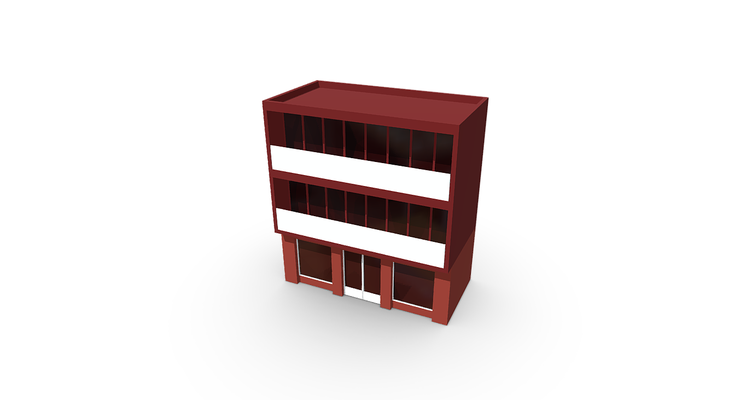 fußboden einkaufen einkaufszentrum haus stadt city assets spiel game toy art setzt props stadtszene architektur poly gebäude zuhause spielzeug häuser wohnung two floor geschäft showroom 3d print model - Mito3D