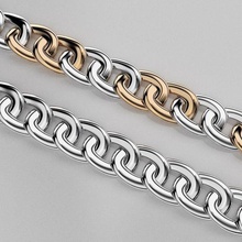dos tipo eslabón de la cadena joyería oro acero forma diseño moderno pulsera el colgante chainlink enlace imprimible plata geométrica metálico sterling chrome hierro los collares 3d print model - Mito3D