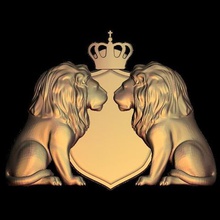 two lions crown king art 3d print model - Mito3D