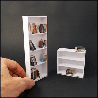 two miniature bookcases - furniture 1 12 scale Home bookcase books cabinet doll house ikea shelves doors dinner tiny home 3d print model - Mito3D