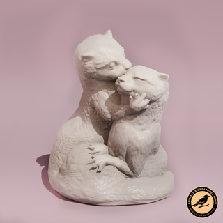 loutres baiser art loutre loutres embrasser baiser Saint Valentin journée cadeau animal nature sauvage 3d imprimable 3d print model - Mito3D