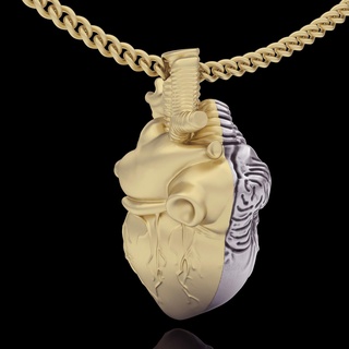 two parted heart pendant 3d print model - Mito3D