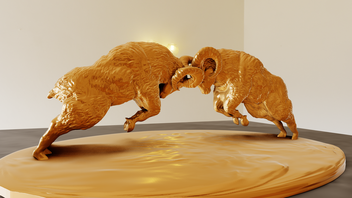 koç doluyor heykel stl dosya sanat veri deposu keçi kuzu orman safari minyatür masaüstü hayvanlar duvar dekor 3d print model - Mito3D