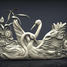 two swan cnc router art 3d print model - Mito3D
