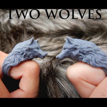 two wolves - set rings jewelry anycubic3d anycubic 3d wolf jewellery ring contest myth legend labra labradoritewolf cults3d cults fantasy 3d print model - Mito3D