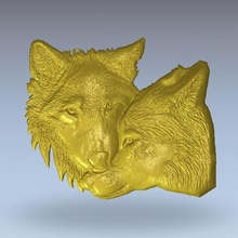 zwei Wölfe wolf Kunst 3d print model - Mito3D