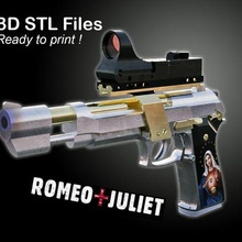 tybalt estoque 39 romeo + julieta Romeo Julieta arma pistola película réplica cosplay di Caprio berreta 3d print model - Mito3D