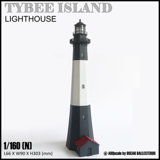 tybee island lighthouse - 1 160 scale model landmark nscale railroad building structures scenery 3d print model - Mito3D