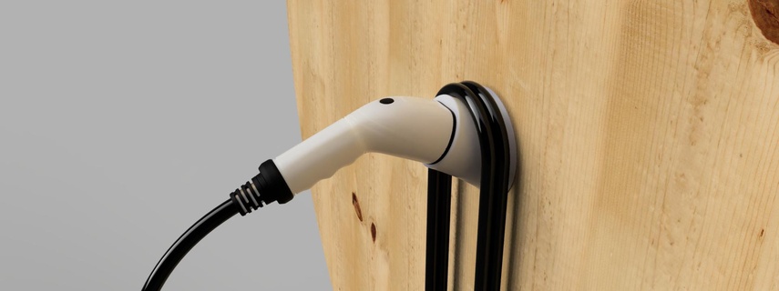 type 2 mur support incl câble bobine titulaire soutien prise courant blanc 3 print 3d print model - Mito3D