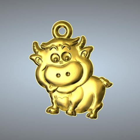 q2 type 02-cow pendant jewelry 3D print model - Mito3D