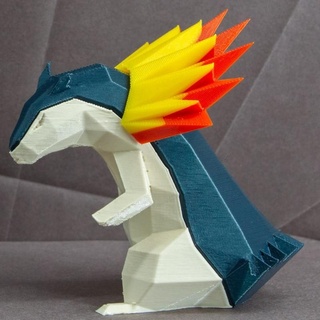 typhlosion low poly pokemon low-poly lowpoly faceted gen 2 ii second generation figure pok mon 3d print model - Mito3D