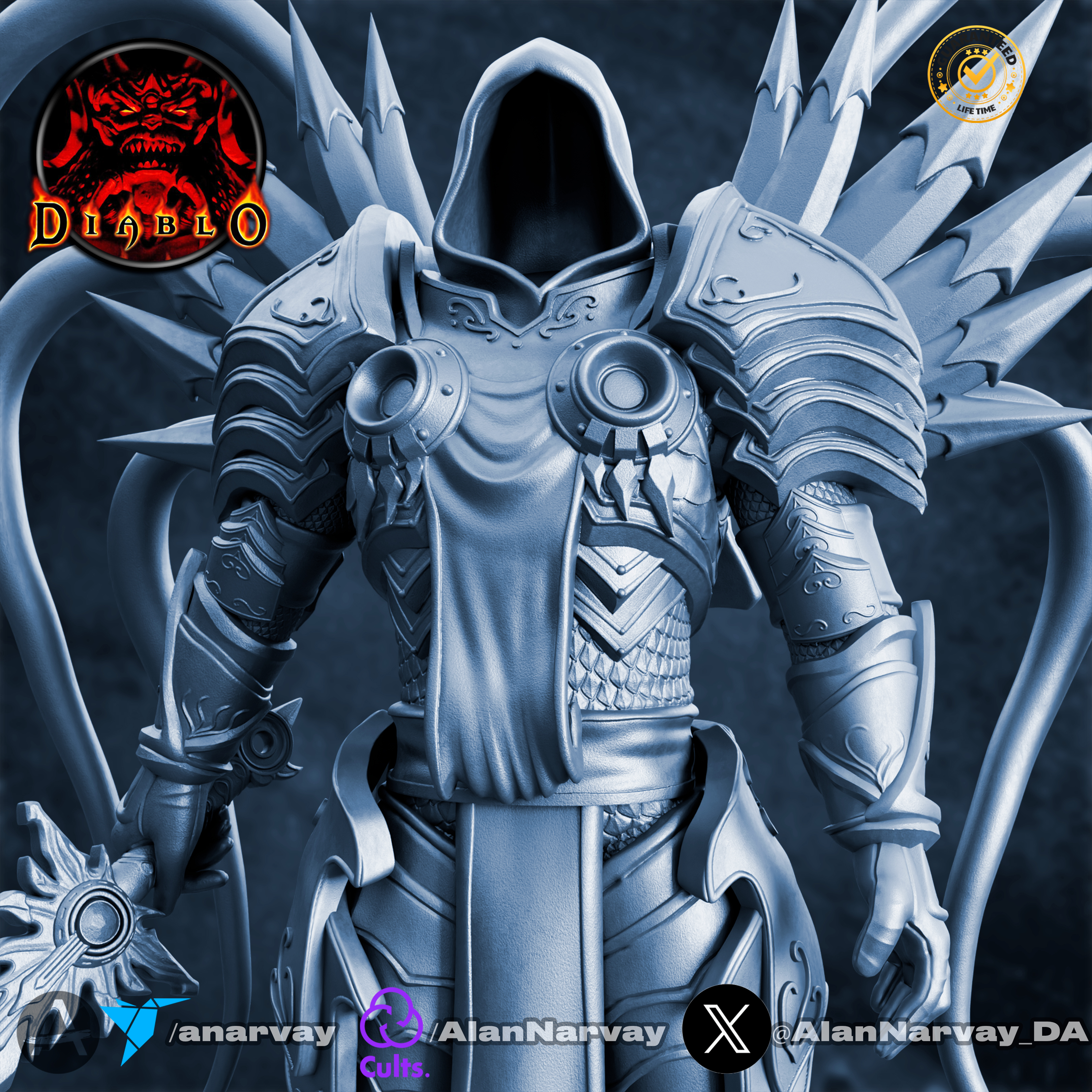 tyrael arcanjo of justiça diablo arte diabo i ii iii iv nevasca jogos escultura estátua 3D print model - Mito3D