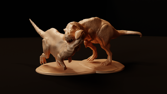 tyrannosaurus eats parasaurolophus stl dino statue art decor sculpture miniature diorama jurassic fossil 3d print model - Mito3D