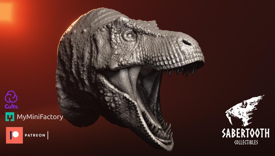 tiranosaurio imán cabeza 2 1 tirano saurio Rex dinosaurio busto t rex 3d print model - Mito3D