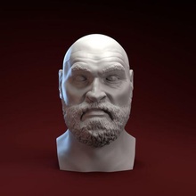 tyson fury boxing champion stare bust art sport sculpture human character eye scary crazy boxer champ head face 3d print model - Mito3D