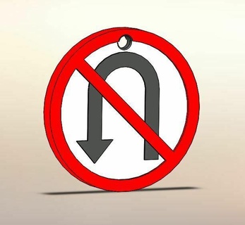 u-turn keychain signage highway signals signs forbidden 3d print model - Mito3D