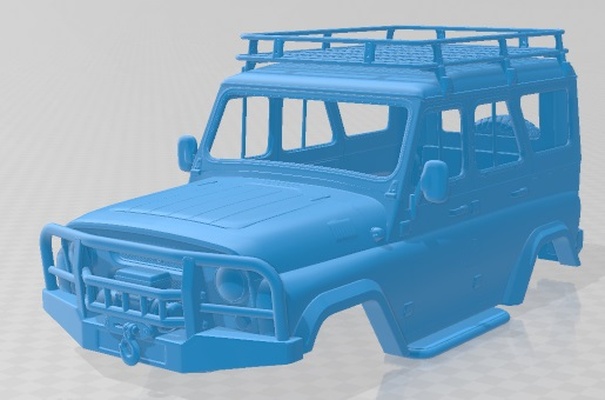 uaz cazador expedición imprimible cuerpo coche vehiculo juego espacio scalextric tamiya rc miniz pasatiempo micro fundido presión 3d print model - Mito3D