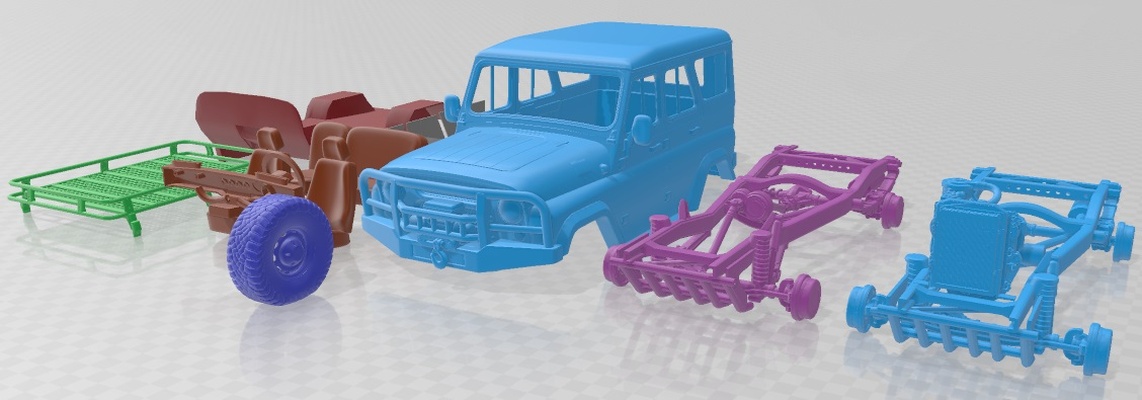 uaz jäger expedition druckbar wagen spiel slot scalextric tamiya rc miniz hobby mikro druckguss 3d print model - Mito3D