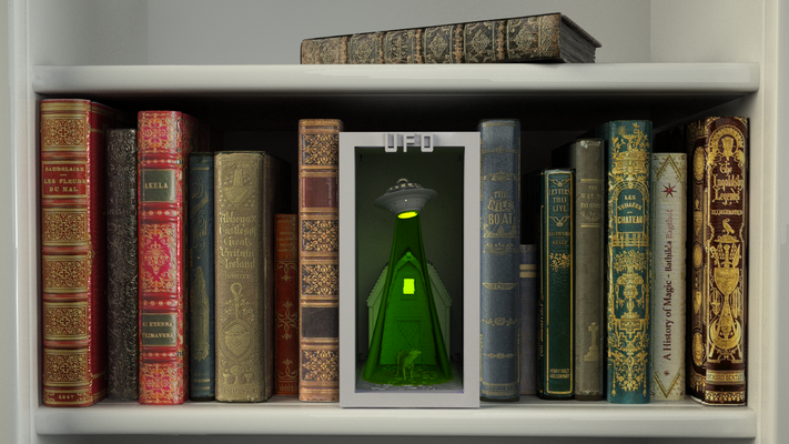ovni hogar casa extraterrestre libro sujetalibros extra gracioso sci fi cómic marte et ataque biblioteca terrestre ciencia ficción libreros 3d print model - Mito3D