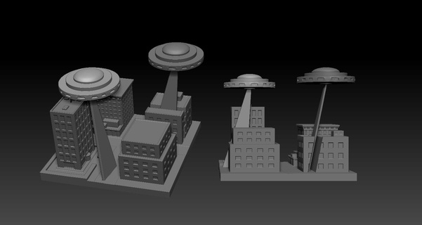 ufo - attack ufos alien decoration led et roswell ufofiles space extraterrestrial aliens predator area51 war worlds 3d print model - Mito3D