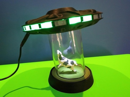 ufo mucca rapimento titolare supporto 10mm led alieno extraterrestre guidato tinkercad arredamento 3d print model - Mito3D