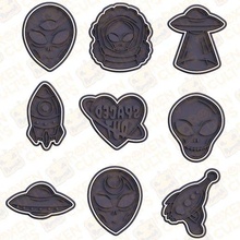 ufo Halloween biscotto taglierina impostato 9 francobollo biscotti frese cartone animato diavolo zucca Jack fantasma zombie orrore film 3d print model - Mito3D