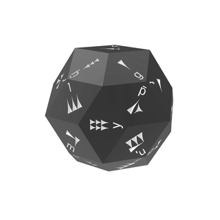 ugaritic alphabet d30 polyhedral die dice ugarit history babylon mesopotamia polyhedron polyhedra 3d print model - Mito3D