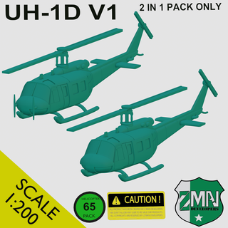uh-1d 2 1 v1 uh1d ukmil harrier us helicopter rotorcraft 200 resin sla 3d print model - Mito3D
