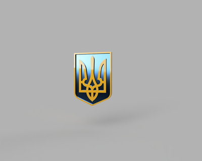 ukraine pin - tryzub coat arms shield badge 3d print model - Mito3D