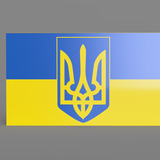 Ukraine Dreizack Flagge Farbe austauschbar 3D print model - Mito3D