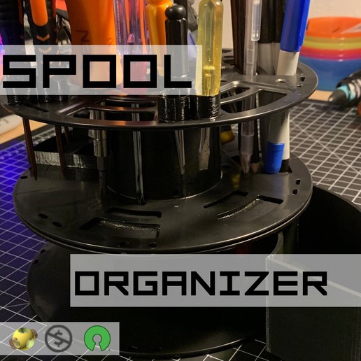 ultimate spool tool organizer various diy storage holder caddy reuse recycle openscad filament cad 3D print model - Mito3D