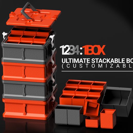 ultimate stackable box customizable tool holder management prusa 3dp pla ps4 3D print model - Mito3D