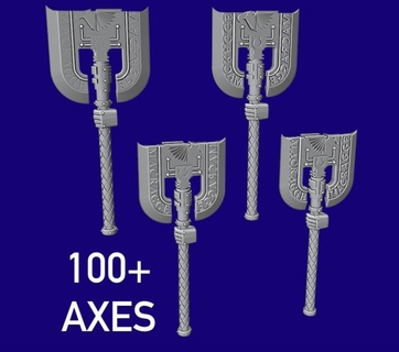ultra doublesided axe war hammer miniatures legions power spacemarine space marine chapters weapons melee tabletop wargaming 28mm adeptusastartes heresy roman ultramarine 3d print model - Mito3D