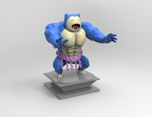 ultra gonfio snorlax pokemon bodybuilder sumo fan arte giocattolo muscolare 3d print model - Mito3D