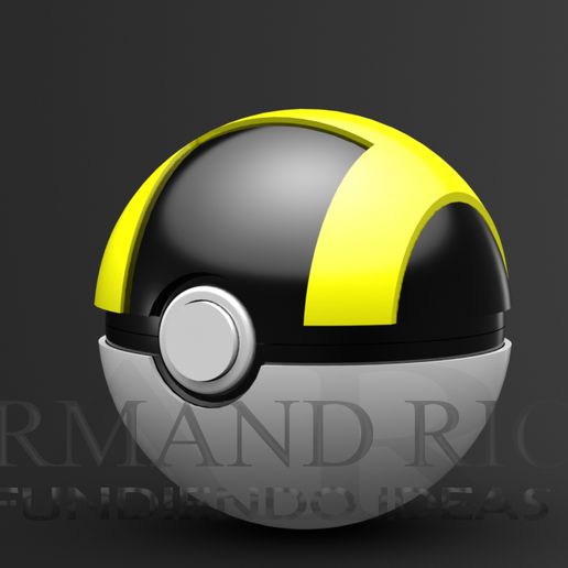 ultraball pokemon functional pokeball fashion ball caricature pikachu picachu pikashu pikachiu yellow rapid rapidball 3D print model - Mito3D